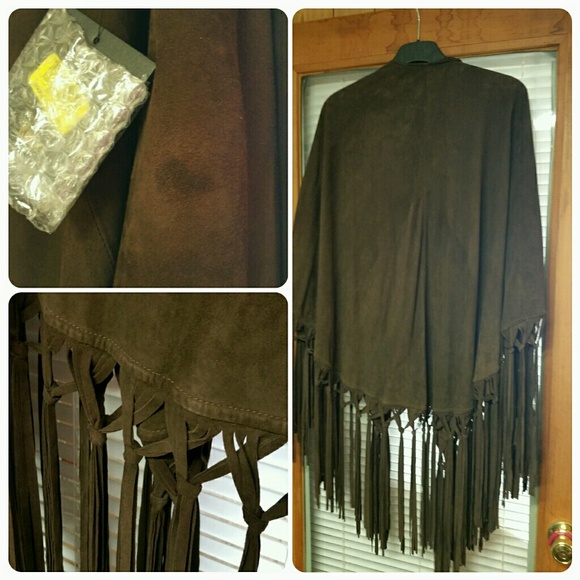 Western Suede Cape REBA Fringe Leather Cowgirl - Picture 3 of 3